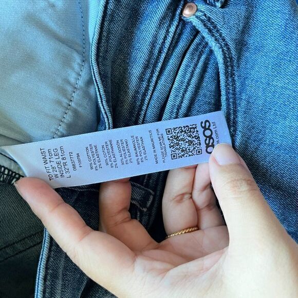 NEW ASOS Mid Waisted Slim Distressed Jeans Blue Womens Size W28 x L32 - Picture 7 of 7